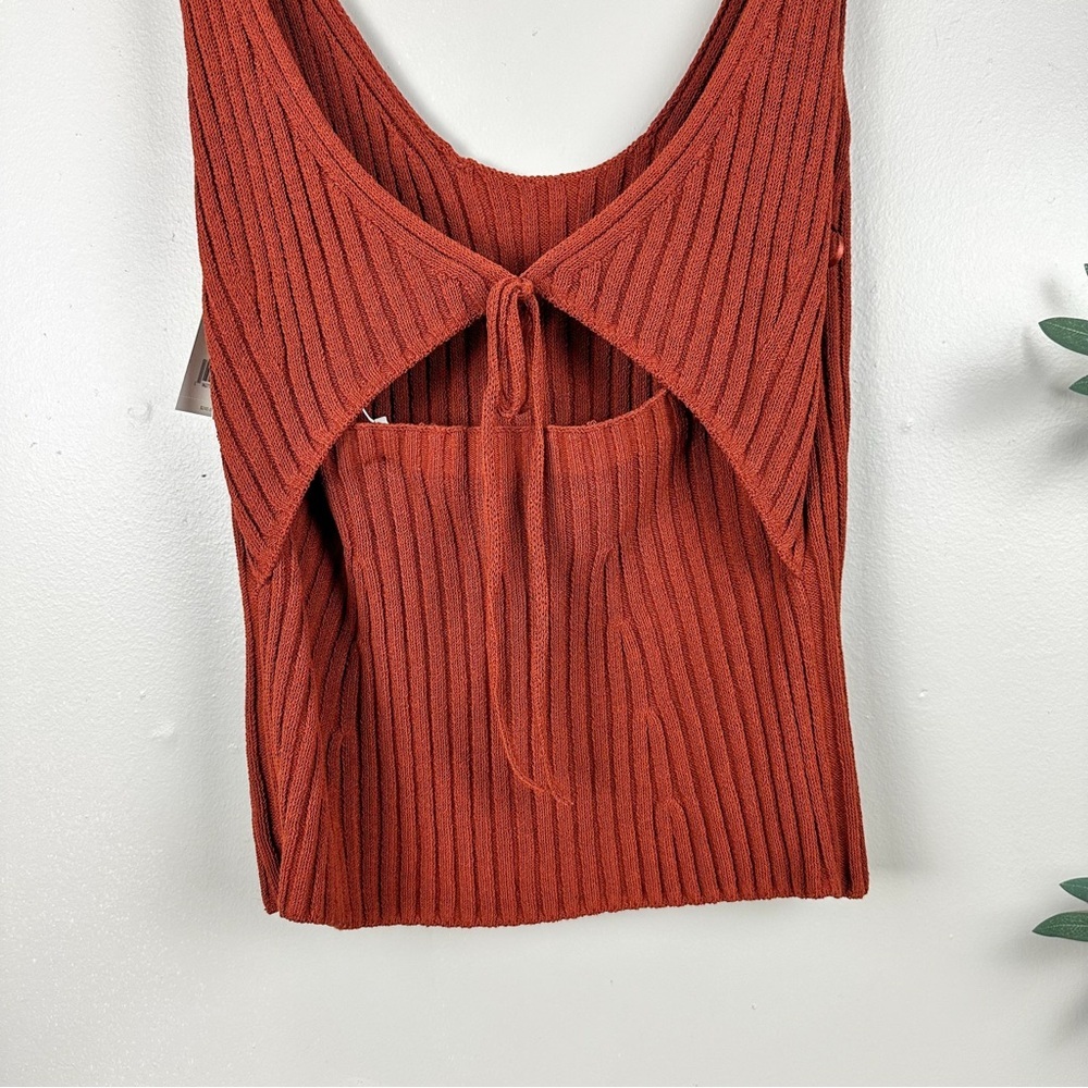 Vince Ribbed Tank Top Organic Cotton Scoop Neck Rust Minimalist - Picture 9 of 17